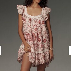 Anthropologie Maeve Flutter Sleeve Babydoll Minidress | Size 3X